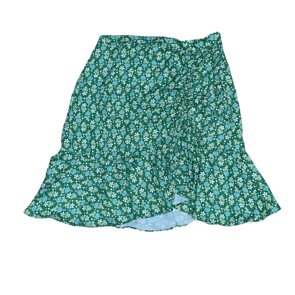 Y2K Floral Mini Skirt Cinched Flounce